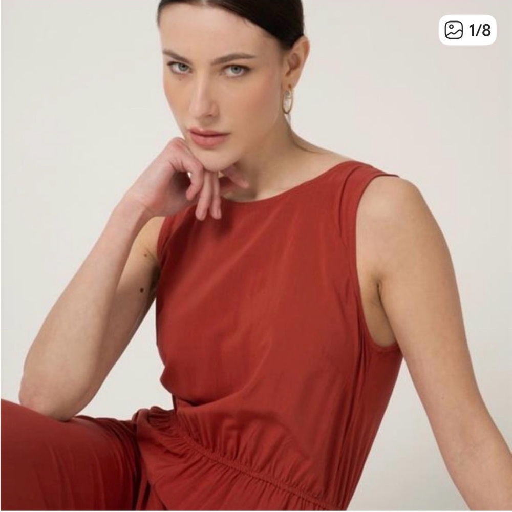 TALL Banana Republic Rustic Red Sleeveless Full length Jumpsuit size M Tall